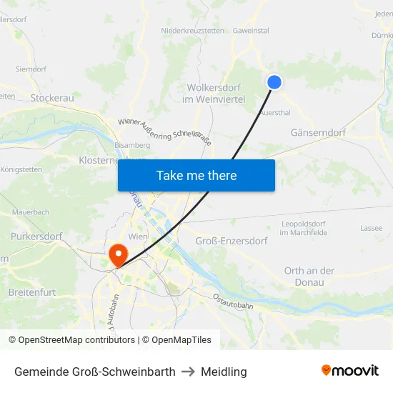 Gemeinde Groß-Schweinbarth to Meidling map