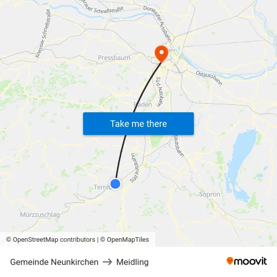 Gemeinde Neunkirchen to Meidling map