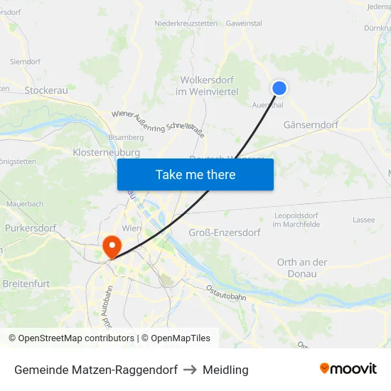 Gemeinde Matzen-Raggendorf to Meidling map