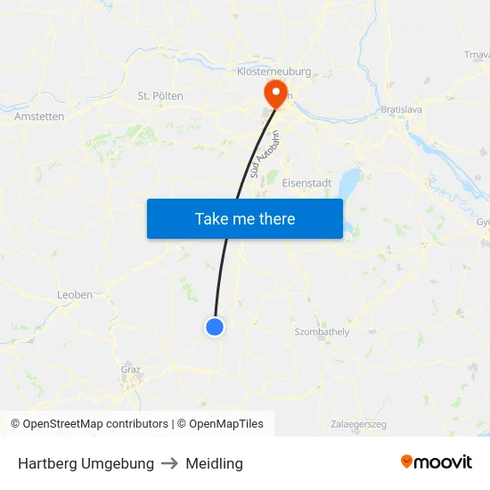 Hartberg Umgebung to Meidling map
