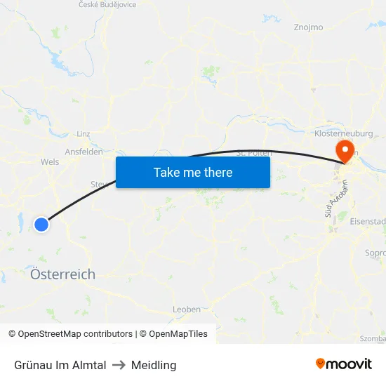 Grünau Im Almtal to Meidling map