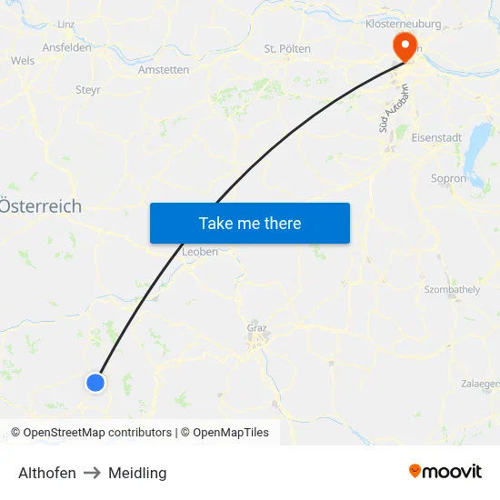 Althofen to Meidling map