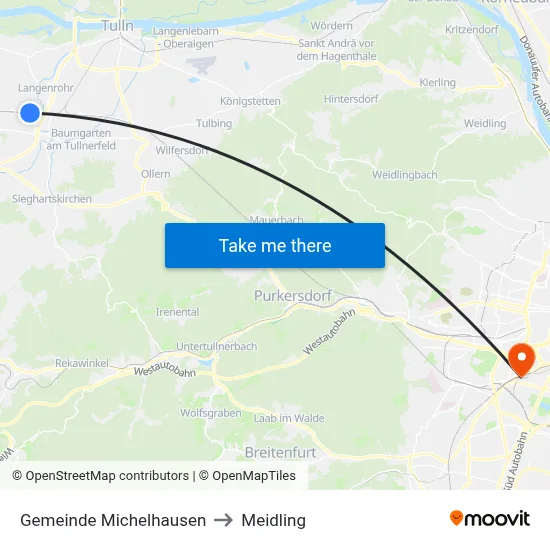 Gemeinde Michelhausen to Meidling map