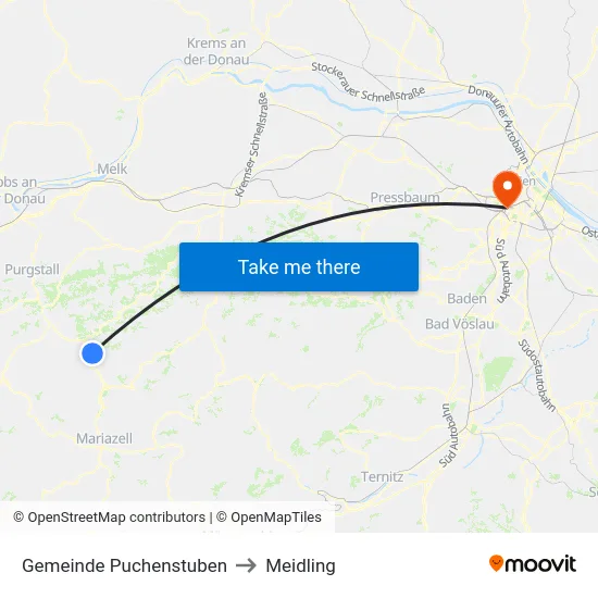 Gemeinde Puchenstuben to Meidling map