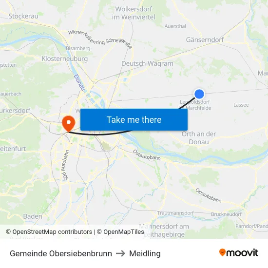 Gemeinde Obersiebenbrunn to Meidling map