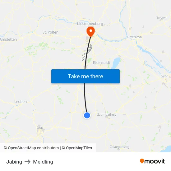 Jabing to Meidling map