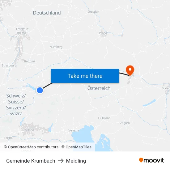 Gemeinde Krumbach to Meidling map