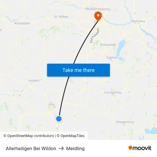 Allerheiligen Bei Wildon to Meidling map