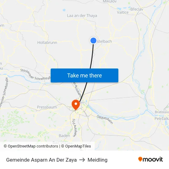 Gemeinde Asparn An Der Zaya to Meidling map