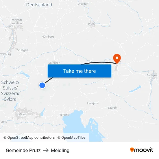Gemeinde Prutz to Meidling map