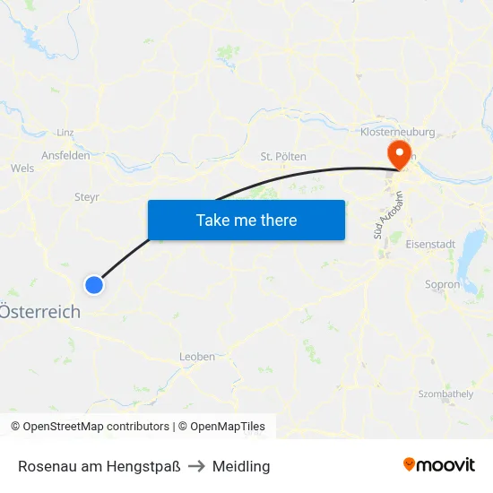 Rosenau am Hengstpaß to Meidling map