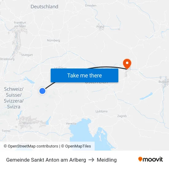 Gemeinde Sankt Anton am Arlberg to Meidling map