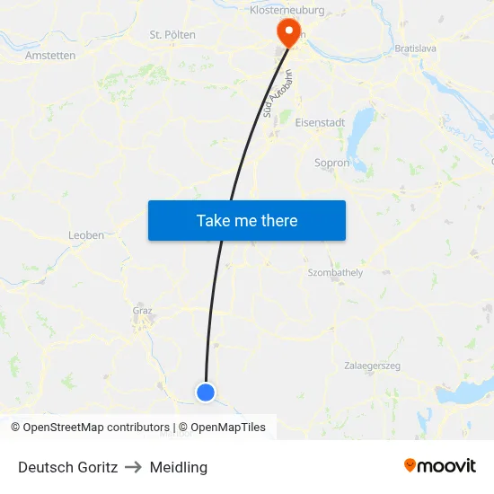 Deutsch Goritz to Meidling map