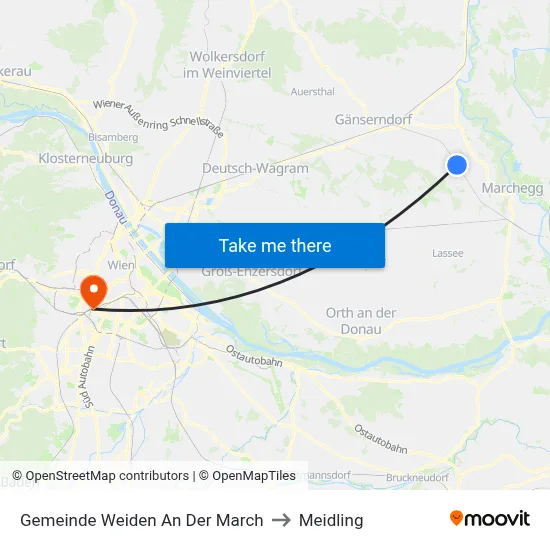 Gemeinde Weiden An Der March to Meidling map