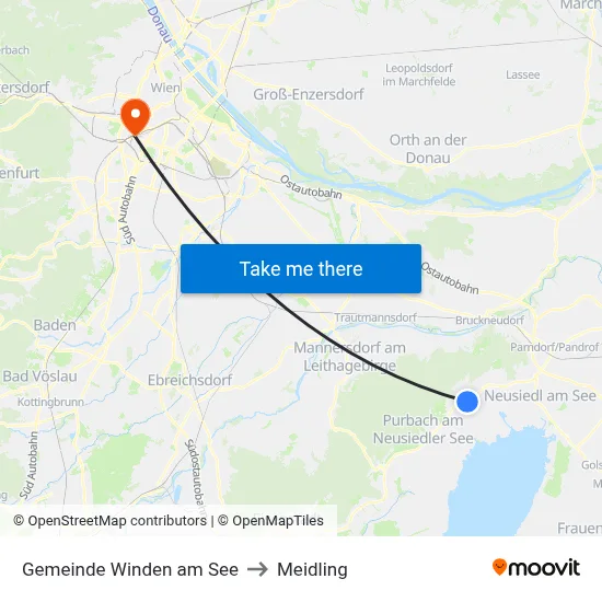 Gemeinde Winden am See to Meidling map