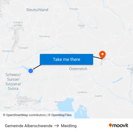 Gemeinde Alberschwende to Meidling map