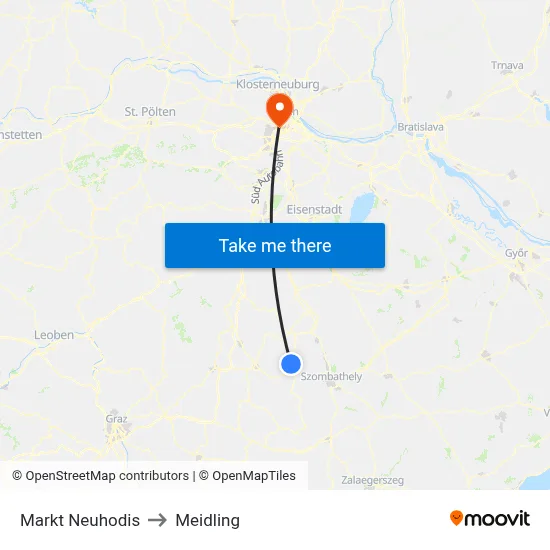 Markt Neuhodis to Meidling map