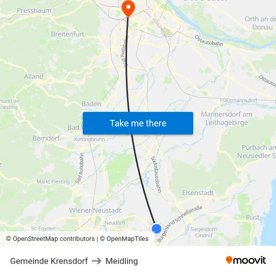 Gemeinde Krensdorf to Meidling map