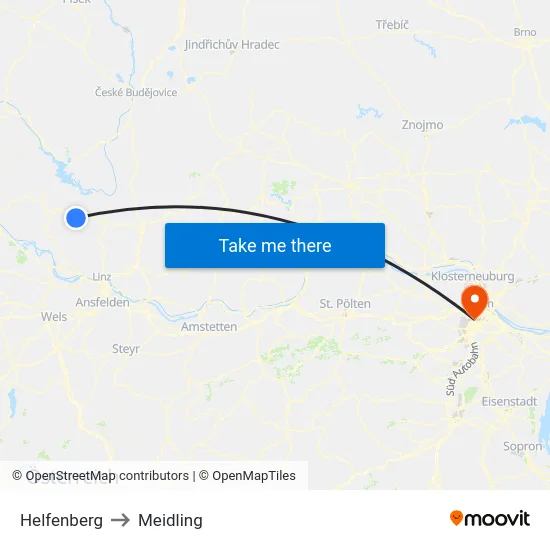 Helfenberg to Meidling map
