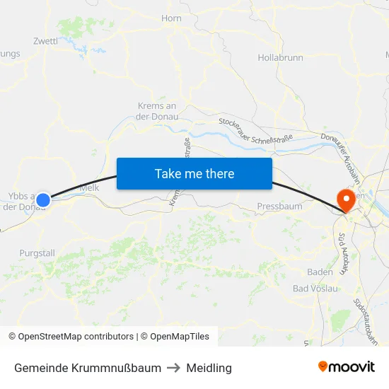 Gemeinde Krummnußbaum to Meidling map
