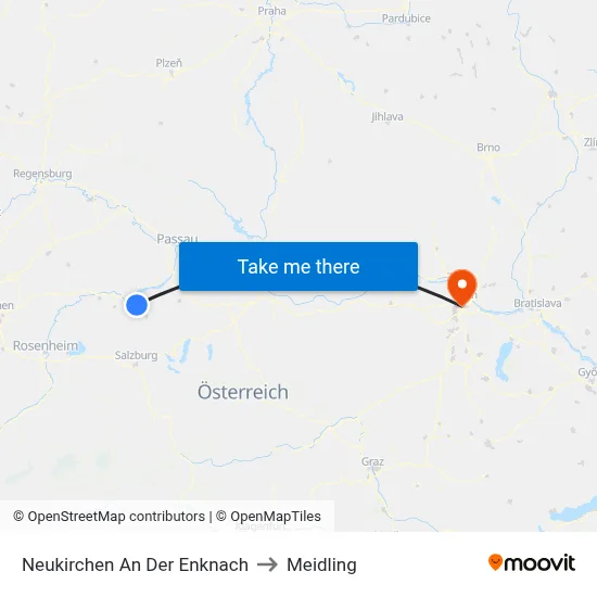 Neukirchen An Der Enknach to Meidling map