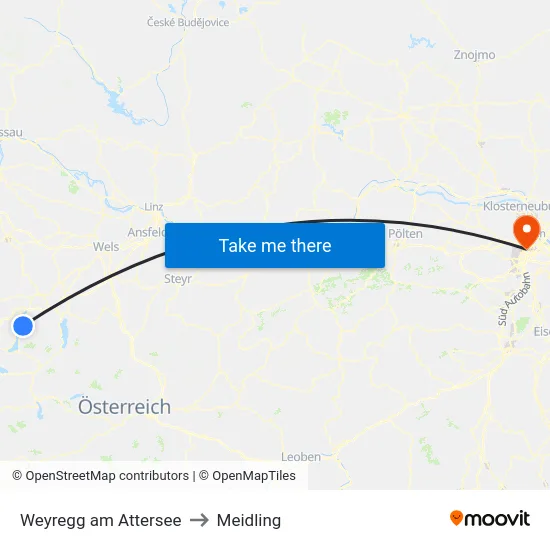 Weyregg am Attersee to Meidling map