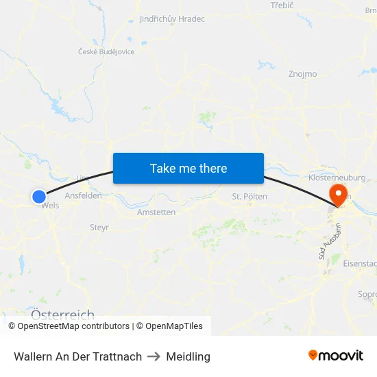 Wallern An Der Trattnach to Meidling map