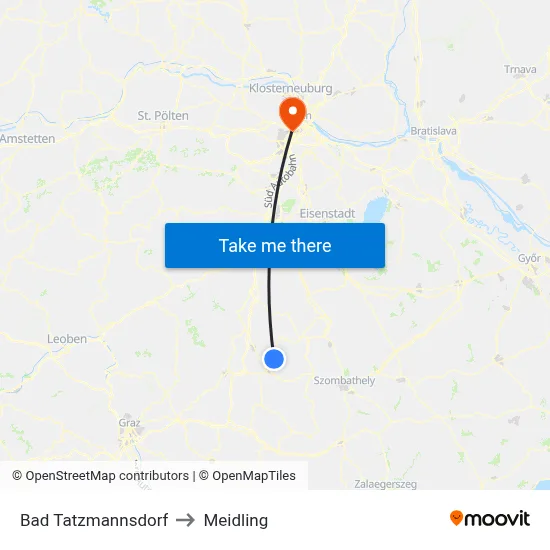 Bad Tatzmannsdorf to Meidling map