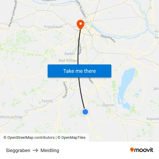 Sieggraben to Meidling map