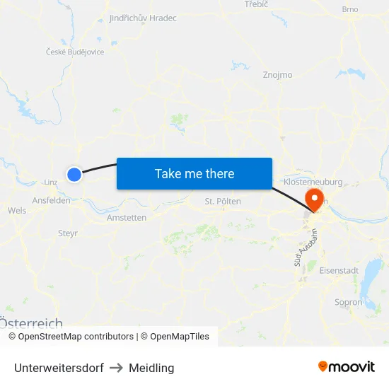 Unterweitersdorf to Meidling map