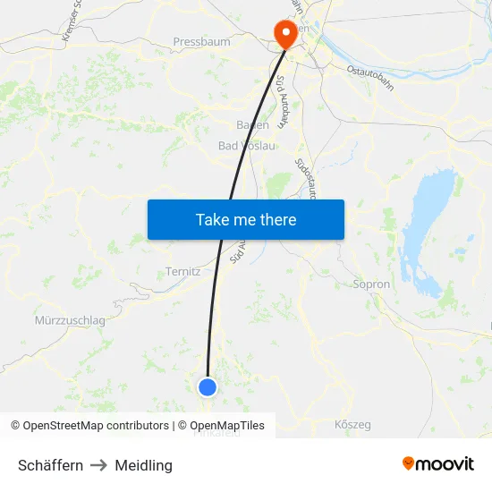 Schäffern to Meidling map