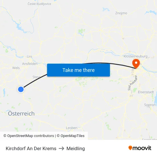 Kirchdorf An Der Krems to Meidling map