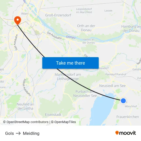 Gols to Meidling map