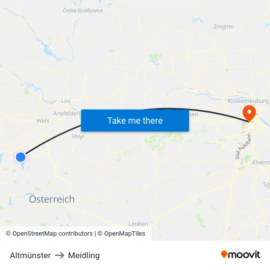 Altmünster to Meidling map