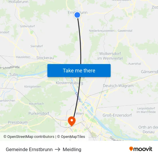Gemeinde Ernstbrunn to Meidling map