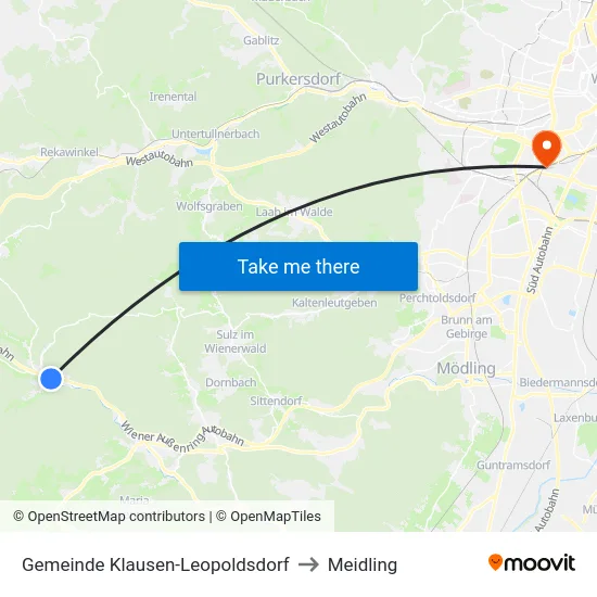 Gemeinde Klausen-Leopoldsdorf to Meidling map