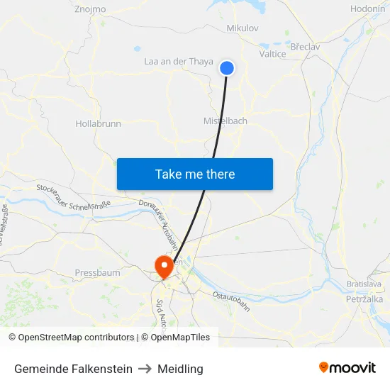 Gemeinde Falkenstein to Meidling map