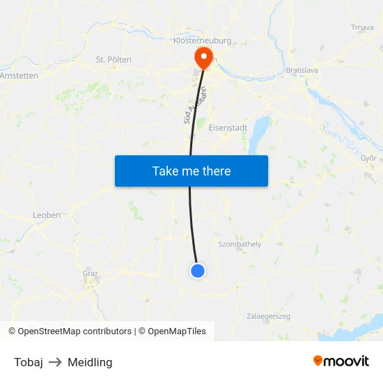 Tobaj to Meidling map