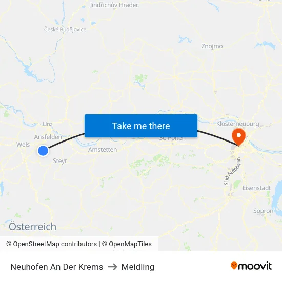 Neuhofen An Der Krems to Meidling map
