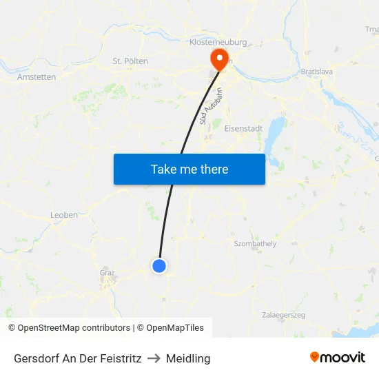 Gersdorf An Der Feistritz to Meidling map