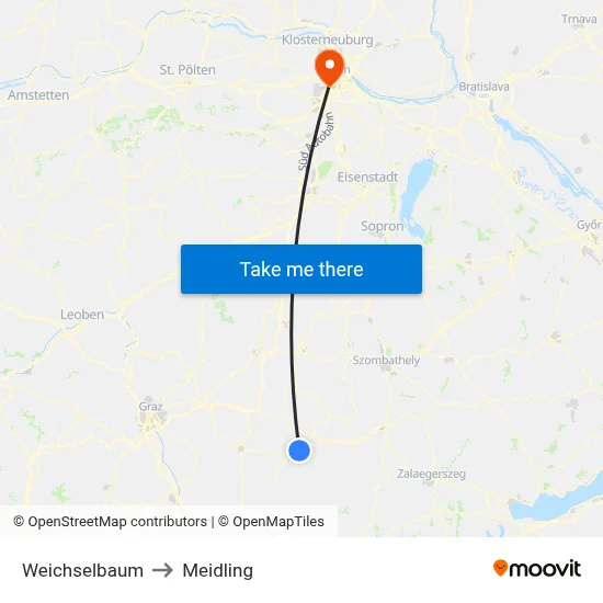 Weichselbaum to Meidling map