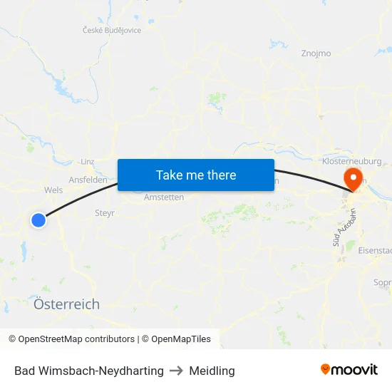 Bad Wimsbach-Neydharting to Meidling map