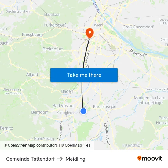 Gemeinde Tattendorf to Meidling map
