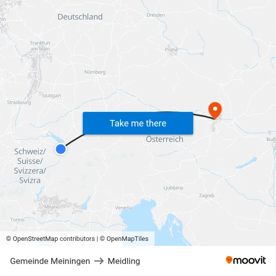 Gemeinde Meiningen to Meidling map