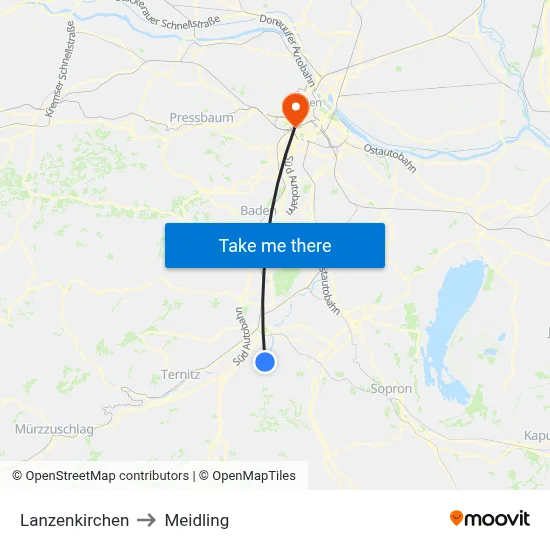 Lanzenkirchen to Meidling map