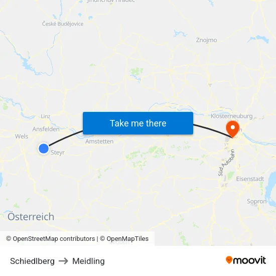 Schiedlberg to Meidling map