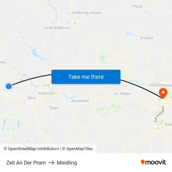 Zell An Der Pram to Meidling map