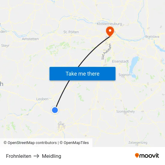 Frohnleiten to Meidling map