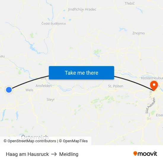 Haag am Hausruck to Meidling map