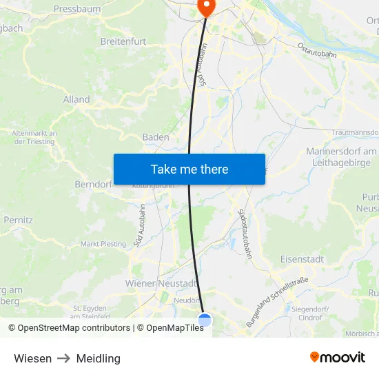 Wiesen to Meidling map